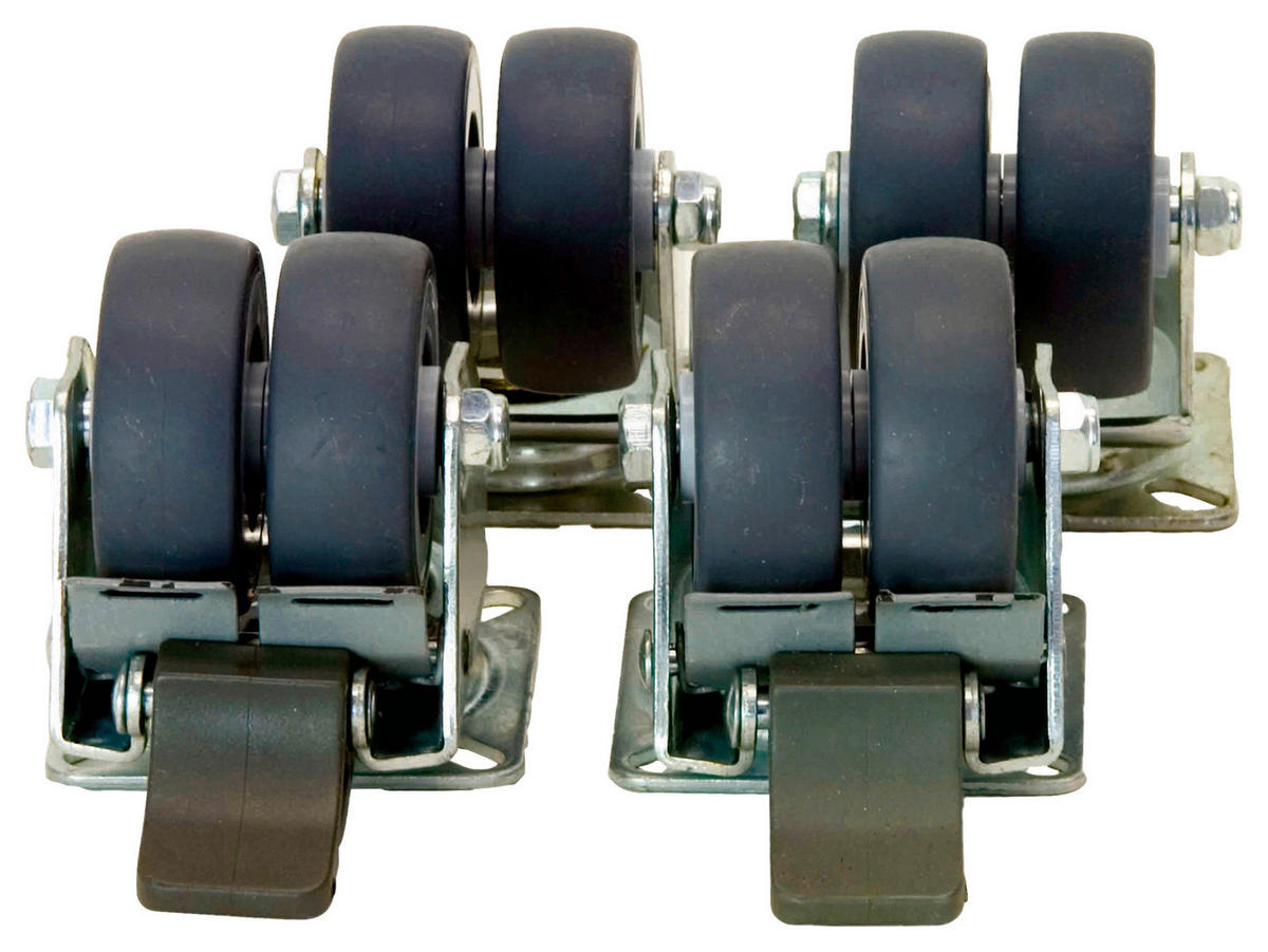 DOPPELLENKROLLEN 4-teilig  - Anthrazit, Basics, Kunststoff/Metall - Gardenson