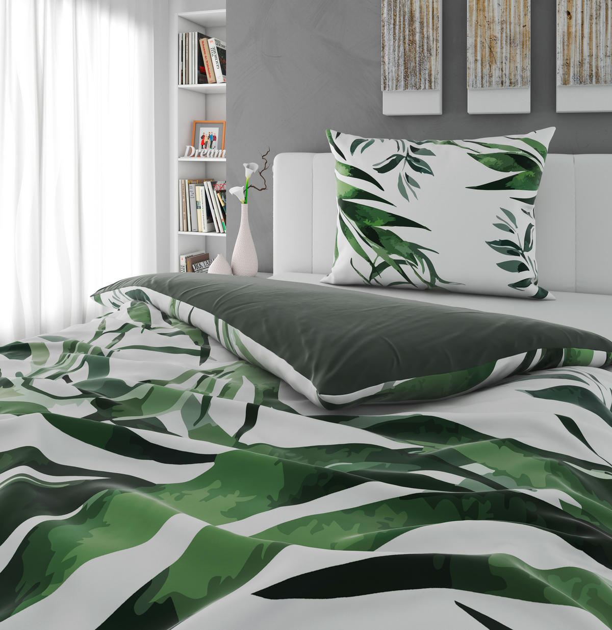 WENDEBETTWÄSCHE Satin 140/200 cm  - Grün, KONVENTIONELL, Textil (140/200cm) - Novel