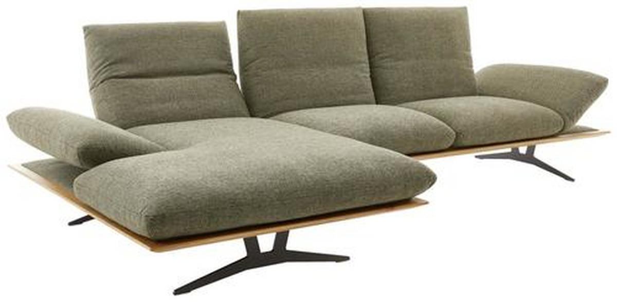 ECKSOFA in Flachgewebe Grün  - Schwarz/Grün, Design, Holz/Textil (159/314cm) - Dieter Knoll