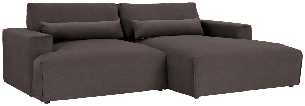 ECKSOFA Felicia in Struktur Dunkelbraun  267/187 cm  - Dunkelbraun/Schwarz, Design, Kunststoff/Textil (267/187cm) - Stylife