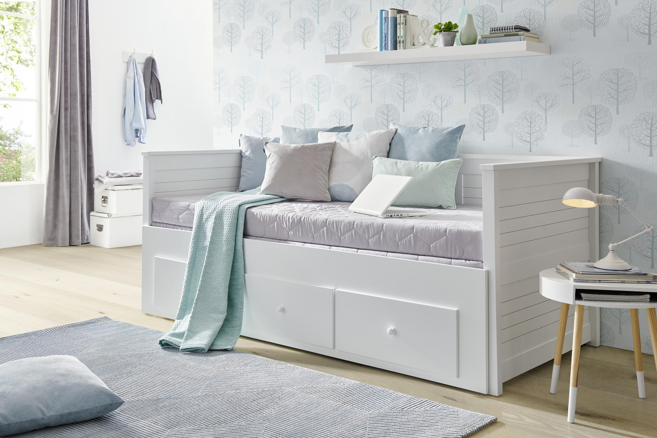 AUSZIEHBETT 90/200 cm Weiss - Weiss, Konventionell, Holzwerkstoff/Kunststoff (90/200cm) - Carryhome