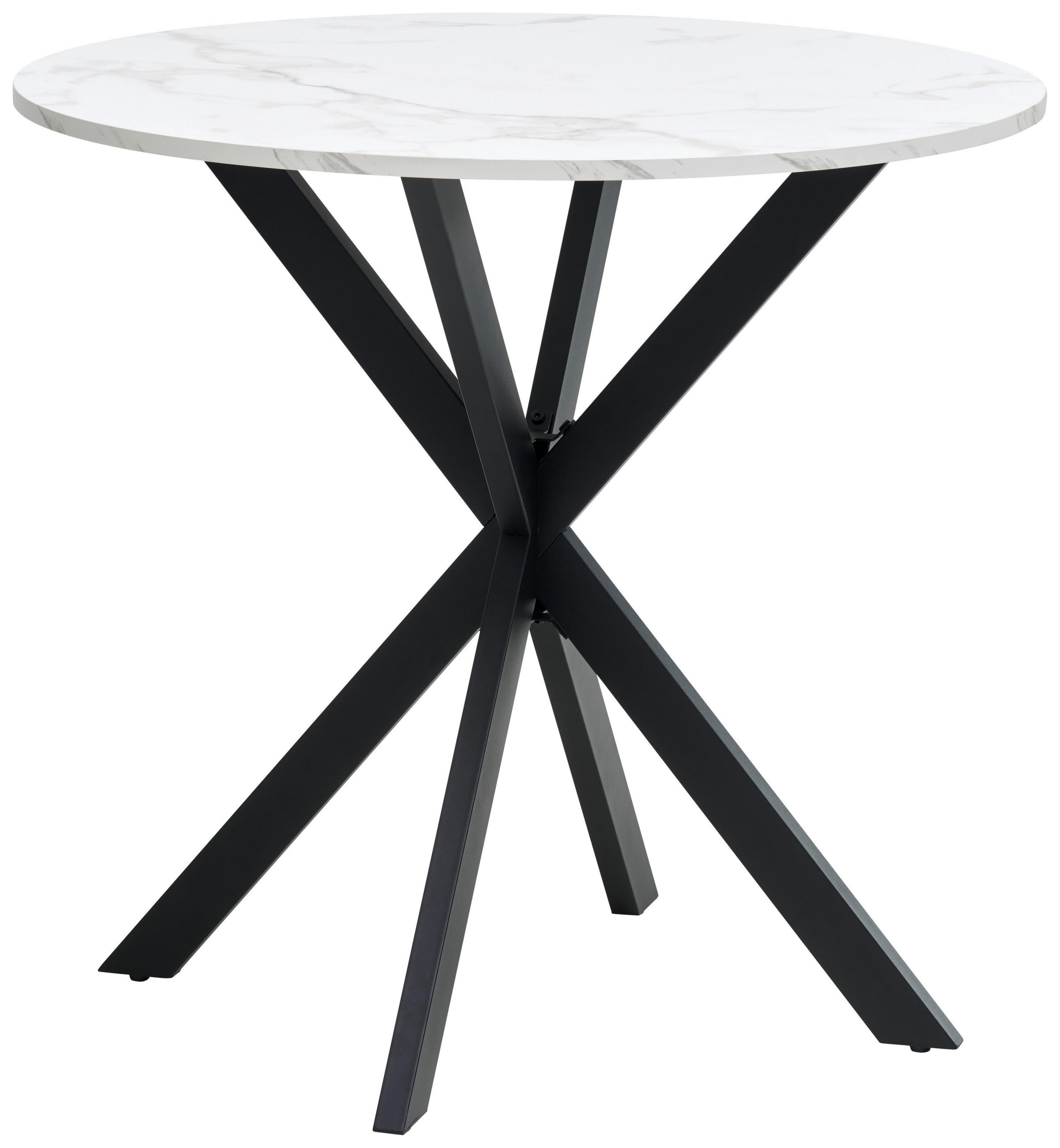 ESSTISCH in Metall, Holzwerkstoff 80/80/75 cm  - Schwarz/Weiß, MODERN, Holzwerkstoff/Metall (80/80/75cm) - MID.YOU