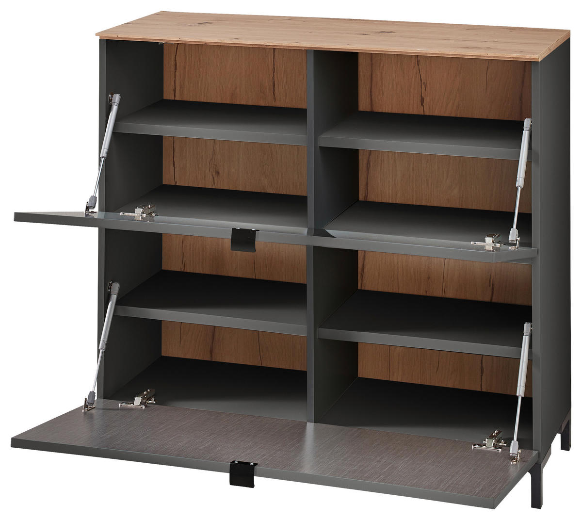 HÄNGESCHUHSCHRANK 100/84/37 cm  - Schwarz/Graphitfarben, MODERN, Holzwerkstoff/Metall (100/84/37cm) - Voleo