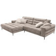 ECKSOFA in Flachgewebe Taupe  - Taupe/Schwarz, Design, Textil/Metall (207/296cm) - Dieter Knoll