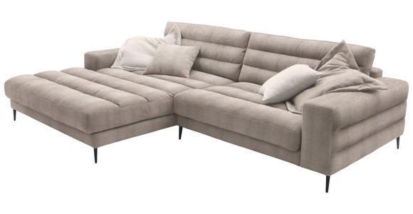 ECKSOFA in Flachgewebe Taupe 207/296 cm - Taupe/Schwarz, Design, Textil/Metall (207/296cm) - Dieter Knoll