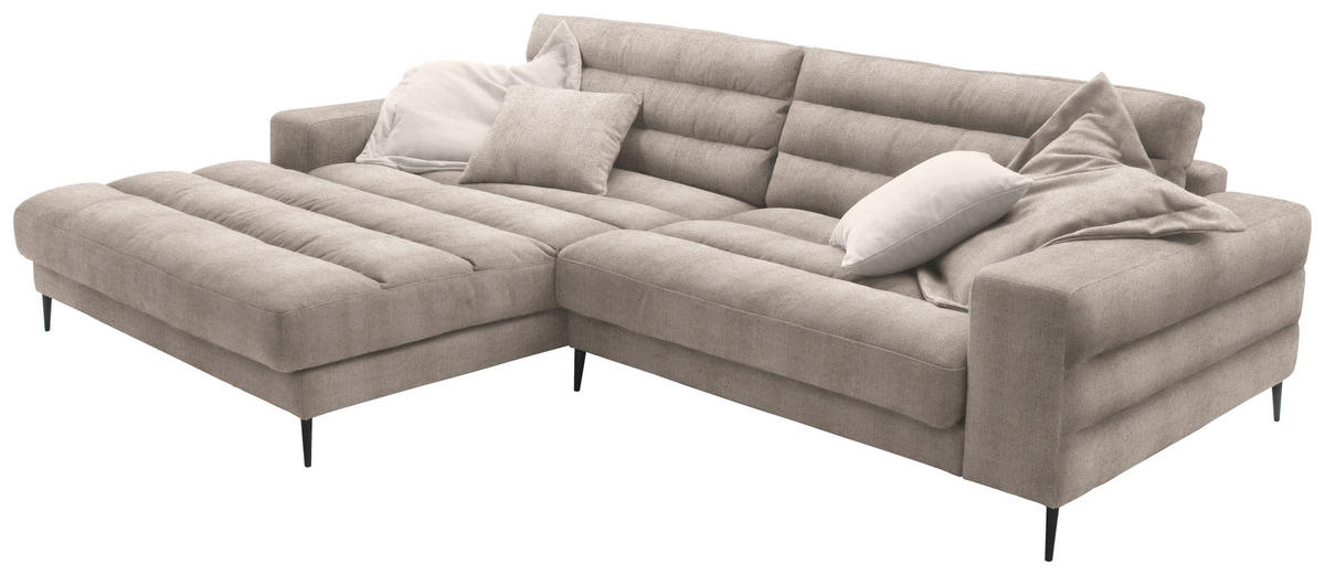 ECKSOFA in Flachgewebe Taupe  - Taupe/Schwarz, Design, Textil/Metall (207/296cm) - Dieter Knoll