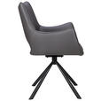 ARMLEHNSTUHL  Sitzfläche 360° drehbar, inklusive Armlehnen Mikrofaser  - Dunkelgrau/Schwarz, Design, Textil/Metall (59/88,5/62cm) - Carryhome