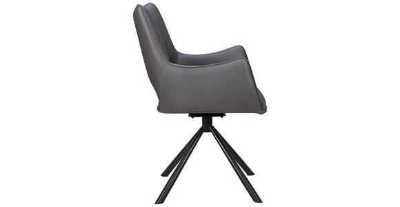 ARMLEHNSTUHL  Sitzfläche 360° drehbar, inklusive Armlehnen Mikrofaser  - Dunkelgrau/Schwarz, Design, Textil/Metall (59/88,5/62cm) - Carryhome