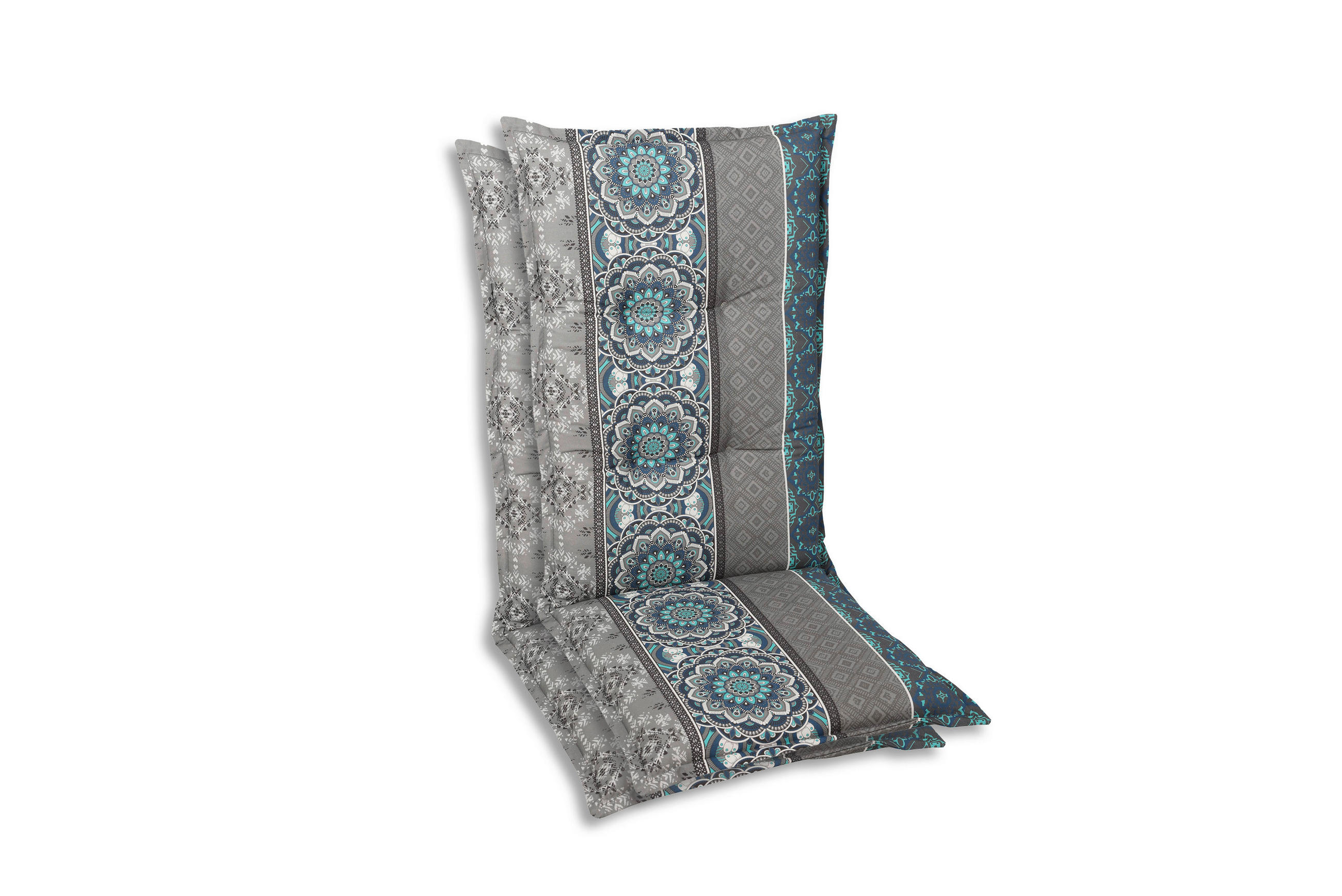 SESSELAUFLAGENSET Ornament  - Blau/Hellgrau, Basics, Textil (50/7/120cm)