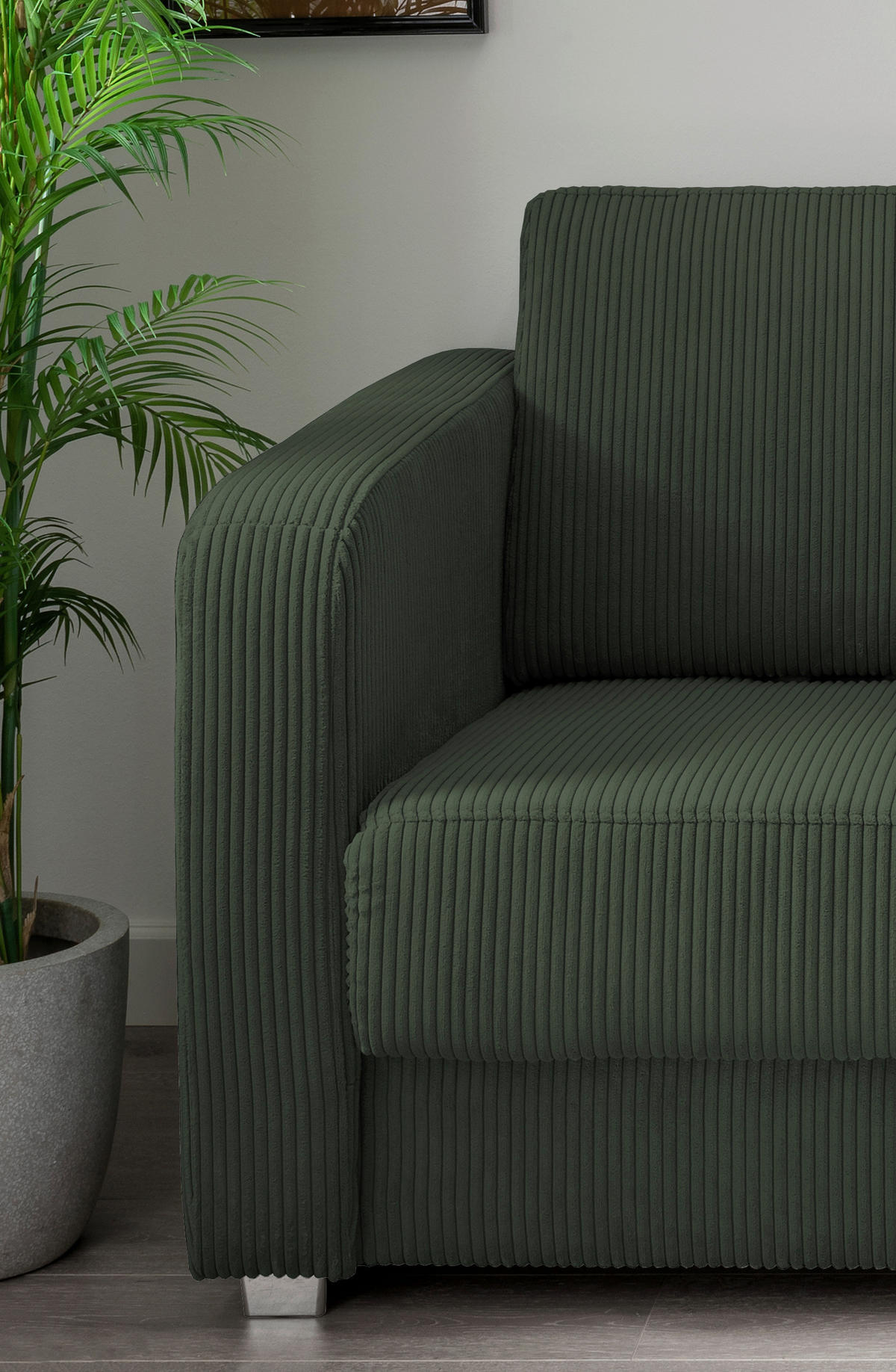 SCHLAFSOFA in Textil Dunkelgrün  - Chromfarben/Dunkelgrün, Basics, Kunststoff/Textil (159/88/87cm) - Livetastic