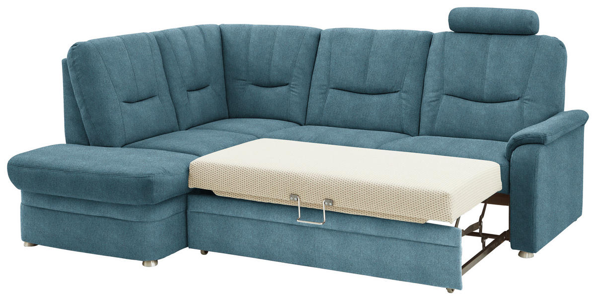 ECKSOFA  in Chenille Türkis  185/235 cm  - Türkis/Schwarz, KONVENTIONELL, Kunststoff/Textil (185/235cm) - Beldomo Comfort