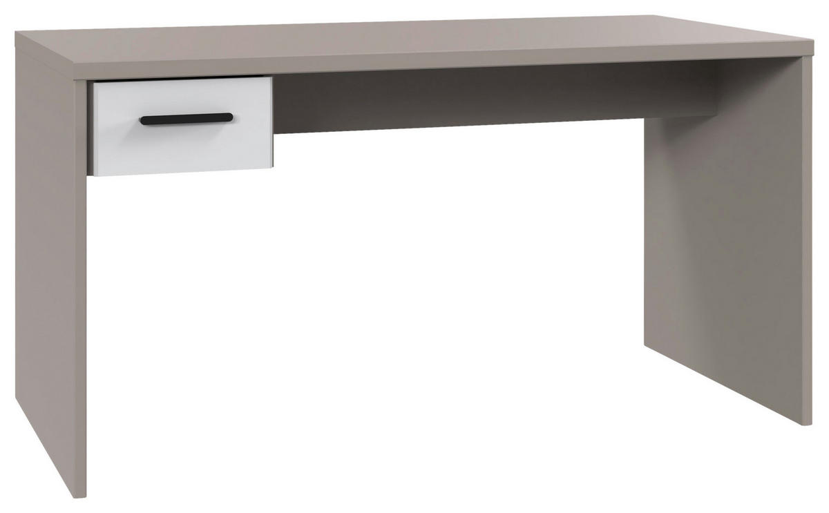 SCHREIBTISCH 140/70/72 cm Grau, Weiß, Sahara seitenverkehrt montierbar  - Schwarz/Weiß, Design, Holzwerkstoff/Kunststoff (140/70/72cm) - Carryhome