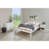 BETT 140/200 cm  Weiss   - Weiss, Natur, Holz (140/200cm) - MID.YOU