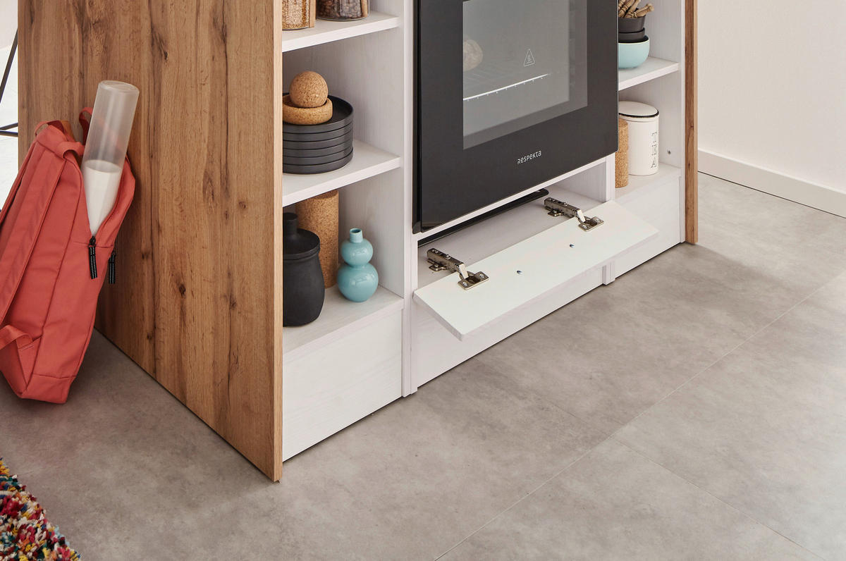 MODULKÖK 310-124 cm   i vit, lärkfärgad  - stålfärgad/vit, Lifestyle, metall/trämaterial (310-124cm) - Respekta