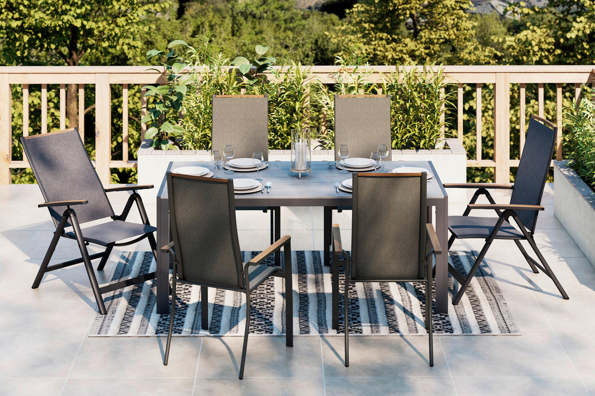 GARTENTISCH Metall, Kunststoff Grau, Dunkelgrau rechteckig  - Dunkelgrau/Grau, MODERN, Kunststoff/Metall (180/92/74cm) - Ambia Garden