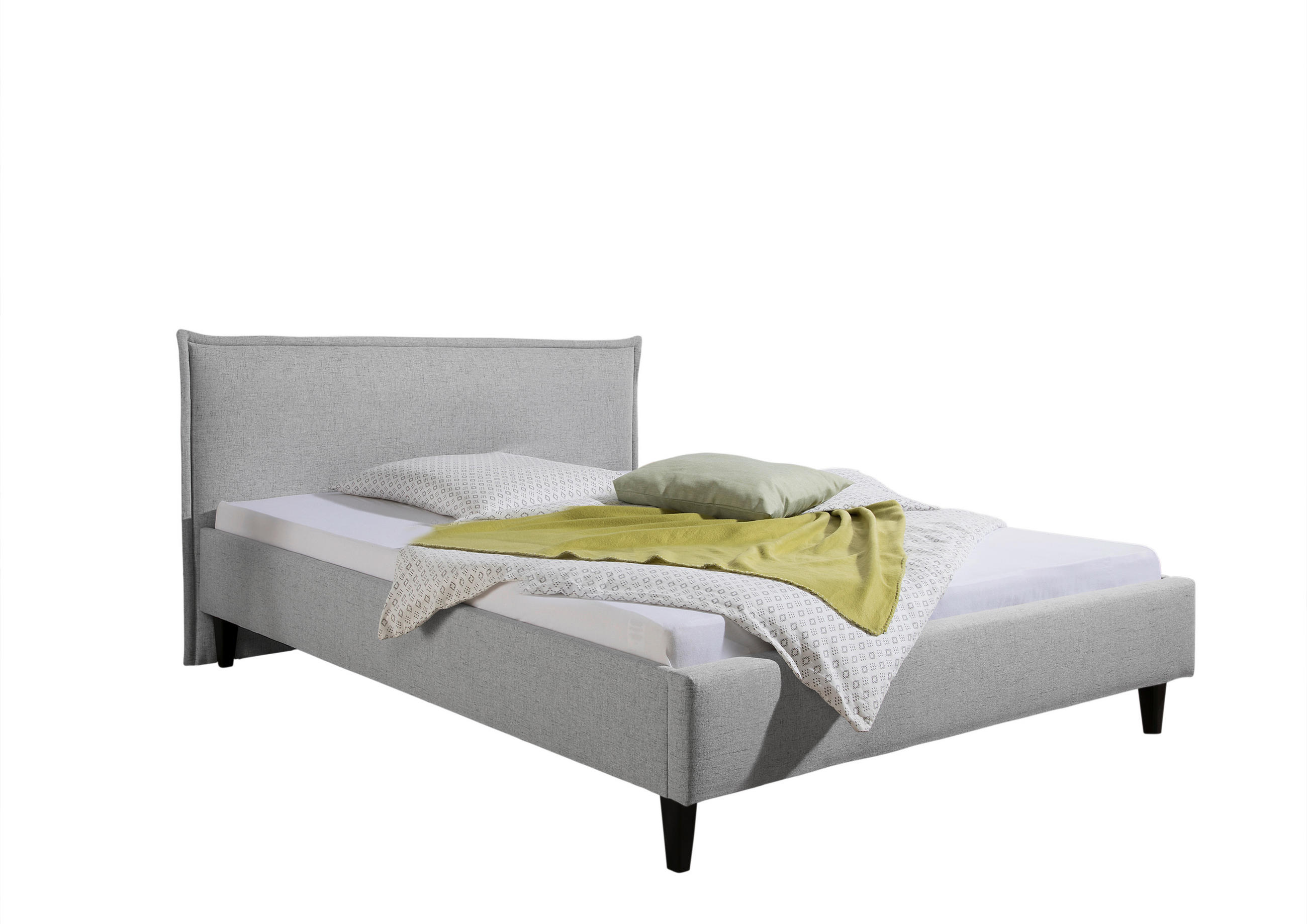 POLSTERBETT 100/200 cm,  in Hellgrau,  - Hellgrau/Schwarz, MODERN, Holz/Textil (100/200cm) - Livetastic