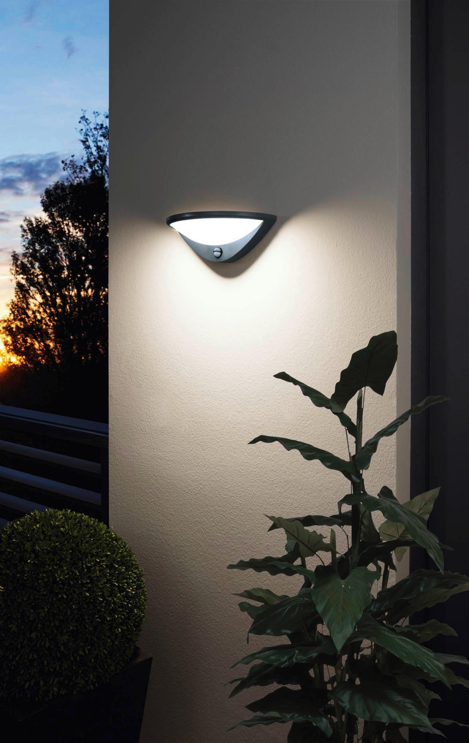 AUßENWANDLEUCHTE Belcreda 33/12,5/16,5 cm   - Anthrazit/Weiß, KONVENTIONELL, Kunststoff/Metall (33/12,5/16,5cm) - Eglo