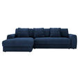 ECKSOFA in Cord Dunkelblau  182/302 cm  - Schwarz/Dunkelblau, MODERN, Kunststoff/Textil (182/302cm) - Carryhome