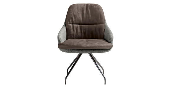 ARMLEHNSTUHL  Beinauswahl, Sitzfläche 360° drehbar, Stoff-/Lederauswahl Velours  Graubraun, Graublau  - Graublau/Graubraun, Design, Textil/Metall (60/86/66cm) - Dieter Knoll