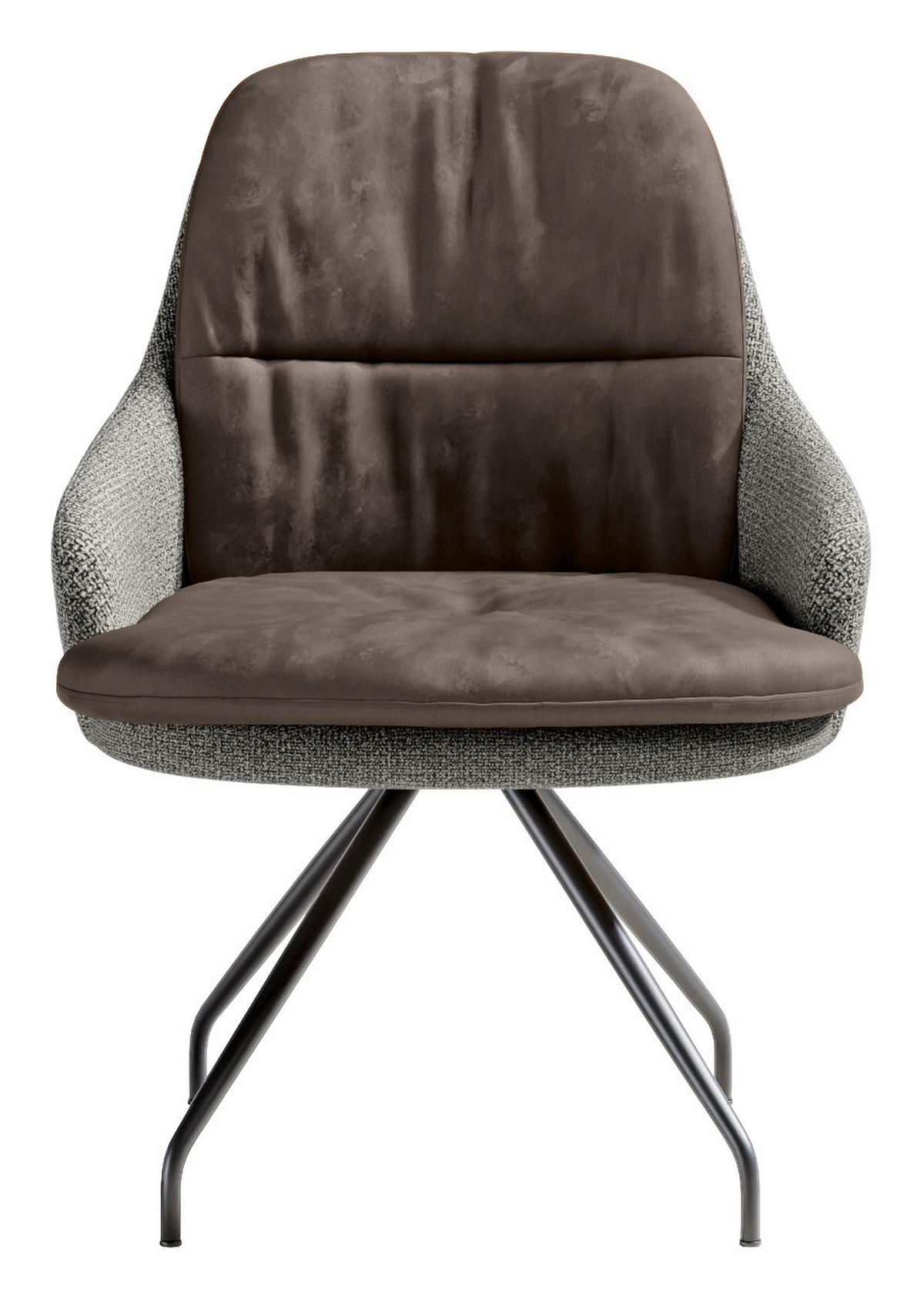 ARMLEHNSTUHL  Beinauswahl, Sitzfläche 360° drehbar, Stoff-/Lederauswahl Velours  Graubraun, Graublau  - Graublau/Graubraun, Design, Textil/Metall (60/86/66cm) - Dieter Knoll