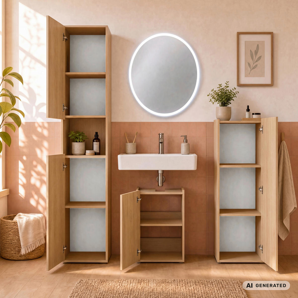 WASCHBECKENUNTERSCHRANK 42/62/35 cm  - Eichefarben/Schwarz, Trend, Holzwerkstoff/Kunststoff (42/62/35cm) - MID.YOU