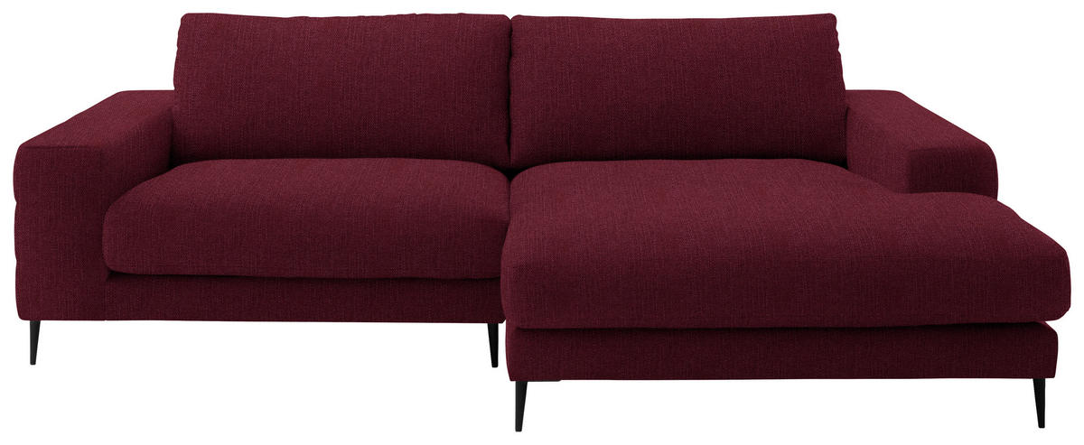 ECKSOFA in Flachgewebe Rot  253/177 cm  - Rot/Schwarz, Design, Textil/Metall (253/177cm) - Dieter Knoll