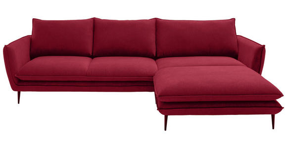 ECKSOFA  in Webstoff Dunkelrot  304/196 cm  - Schwarz/Dunkelrot, KONVENTIONELL, Textil/Metall (304/196cm) - Hom`in