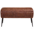 SITZBANK 107/54/32 cm Echtleder Braun, Schwarz  - Schwarz/Braun, LIFESTYLE, Leder/Metall (107/54/32cm) - Landscape