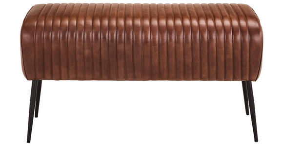 SITZBANK 107/54/32 cm Echtleder Braun, Schwarz  - Schwarz/Braun, LIFESTYLE, Leder/Metall (107/54/32cm) - Landscape