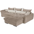 ECKSOFA Naturfarben, Taupe Cord  - Taupe/Chromfarben, KONVENTIONELL, Textil/Metall (335/225cm) - Carryhome