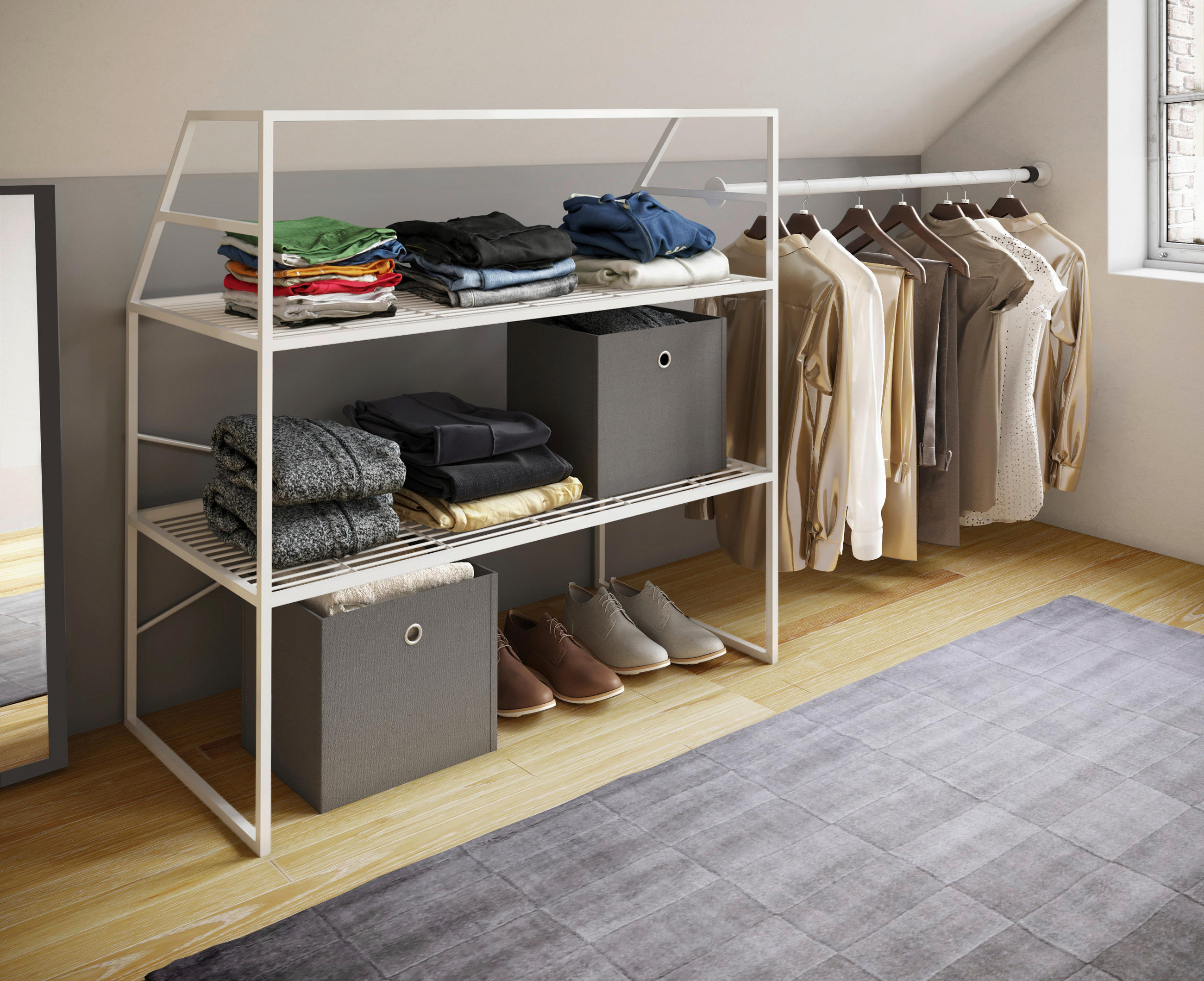 SNEDTAK HYLLA 100/100/50 cm i vit - vit, Design, metall (100/100/50cm) - MID.YOU
