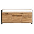 SIDEBOARD Wildeiche massiv, Hartholz  - Schwarz, Design, Holz/Metall (170/92/44cm) - Linea Natura