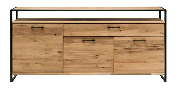 SIDEBOARD Wildeiche massiv, Hartholz  - Schwarz, Design, Holz/Metall (170/92/44cm) - Linea Natura