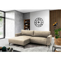 ECKSOFA Beige Flachgewebe  - Beige/Schwarz, Design, Textil/Metall (163/240cm) - MID.YOU