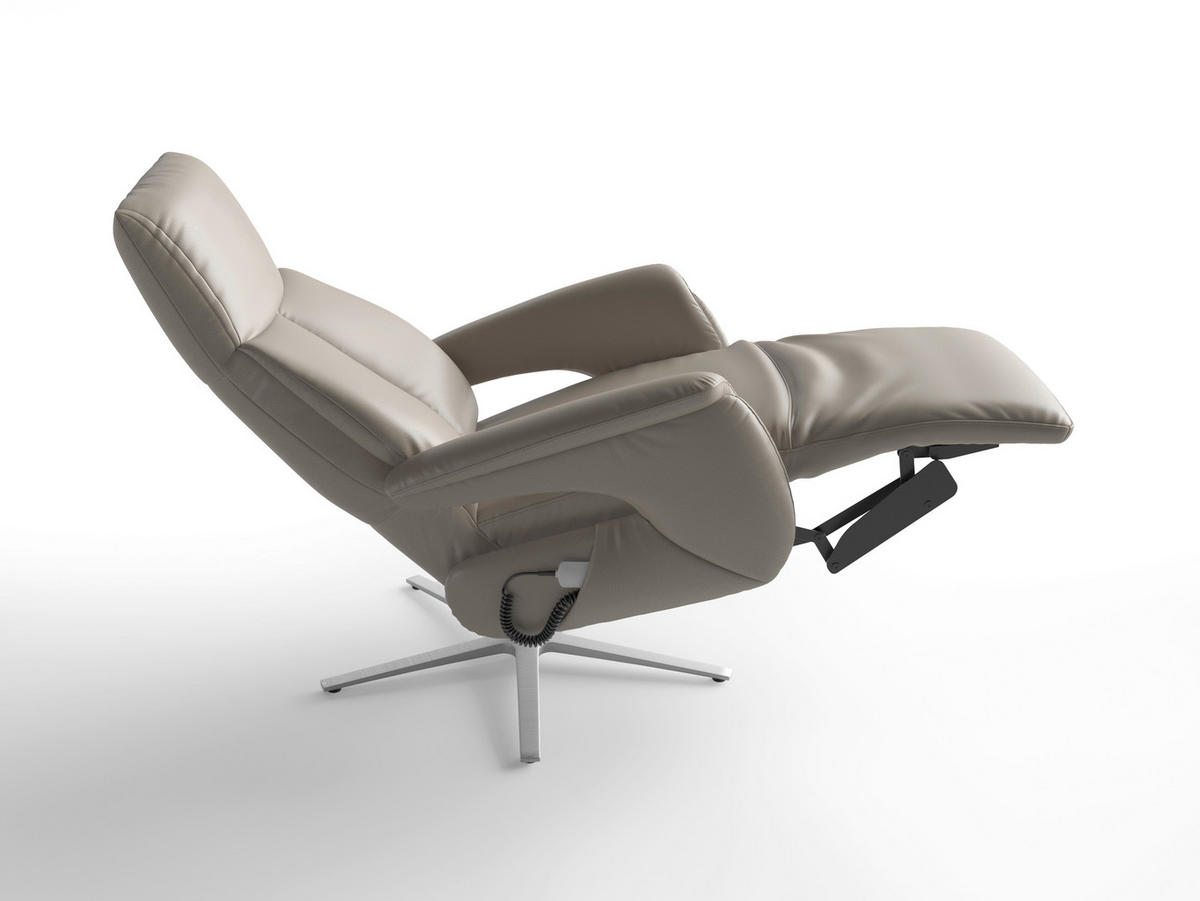 RELAXAČNÍ KŘESLO, kůže, šedá - šedá/barvy stříbra, Basics, kov/kůže (75/110/85cm) - Sit & More