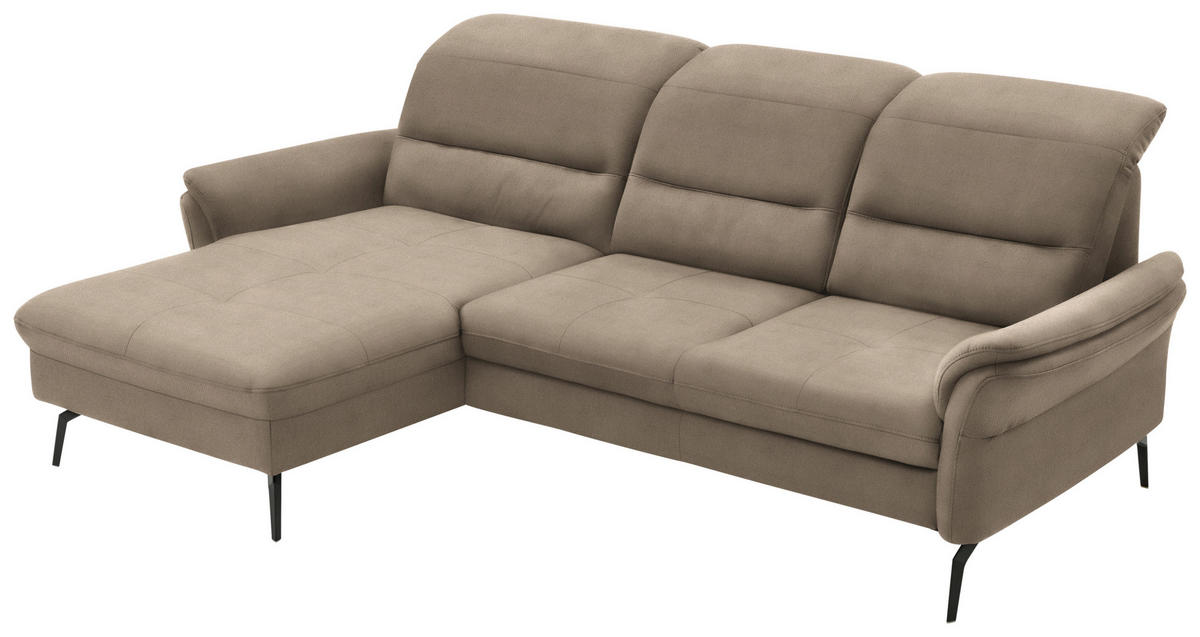 ECKSOFA in Flachgewebe Naturfarben, Sandfarben  - Sandfarben/Schwarz, Konventionell, Textil/Metall (181/260cm) - Beldomo Speed