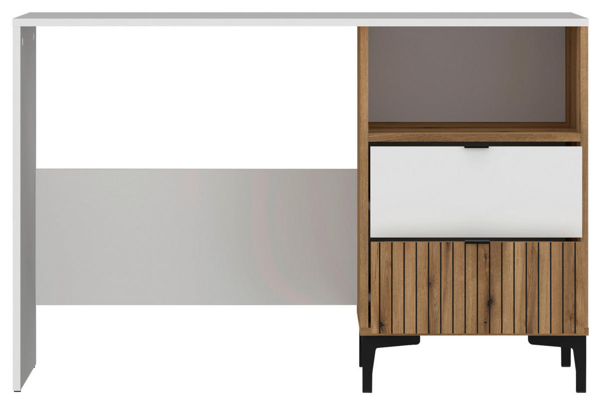 SCHREIBTISCH 120/60/78 cm  in Weiß, Eichefarben  - Eichefarben/Schwarz, MODERN, Holzwerkstoff/Kunststoff (120/60/78cm) - MID.YOU