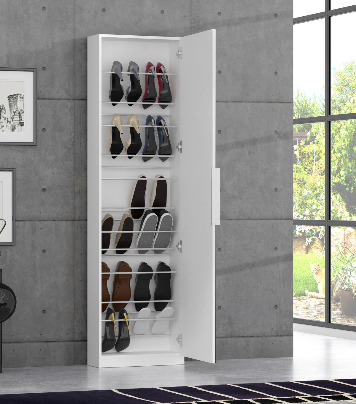 Pantofar 50/179,7 /20 cm  - alb/culoare aluminiu, Design, metal/material pe bază de lemn (50/179,7 /20cm) - Carryhome
