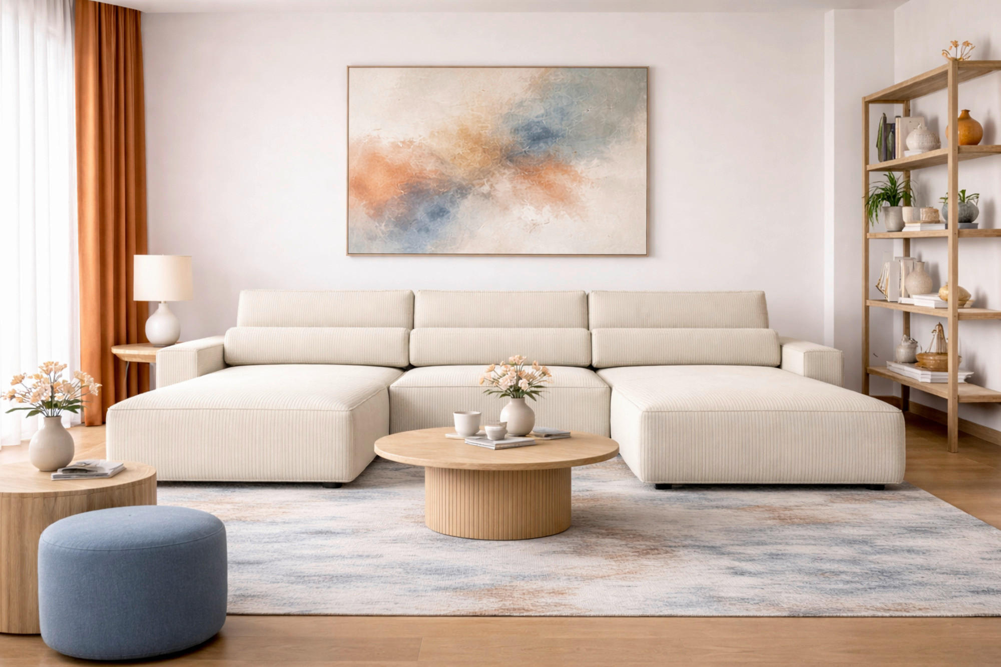 WOHNLANDSCHAFT BRAZIL U in Beige  - Beige/Schwarz, Design, Kunststoff/Textil (200/410/200cm) - MID.YOU