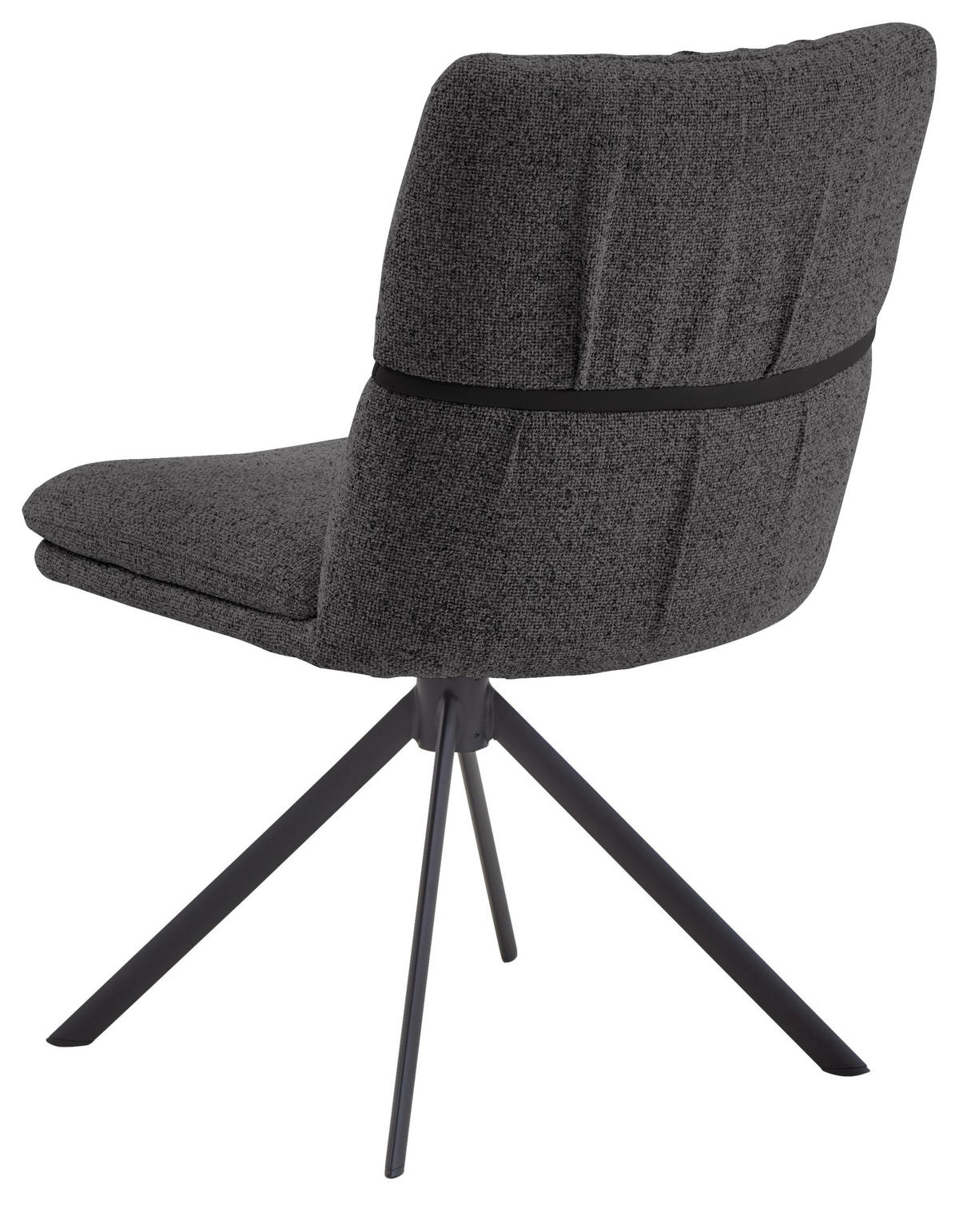 STUHL  Beinauswahl, Stoffauswahl, Sitzfläche 360° drehbar, automatische Rückholfunktion Mikrofaser  Graphitfarben  - Schwarz/Graphitfarben, Design, Textil/Metall (49/86/63cm) - Valdera