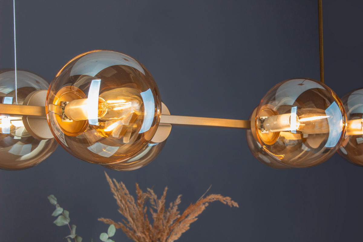HÄNGELEUCHTE 31,7/80/120 cm   - Goldfarben/Bernsteinfarben, Design, Glas/Metall (31,7/80/120cm)