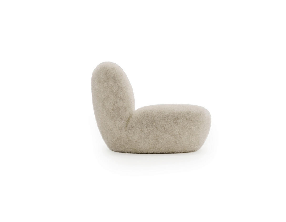 SESSEL Teddystoff Creme  - Creme/Schwarz, Design, Holz/Textil (76/70/70cm) - Livetastic