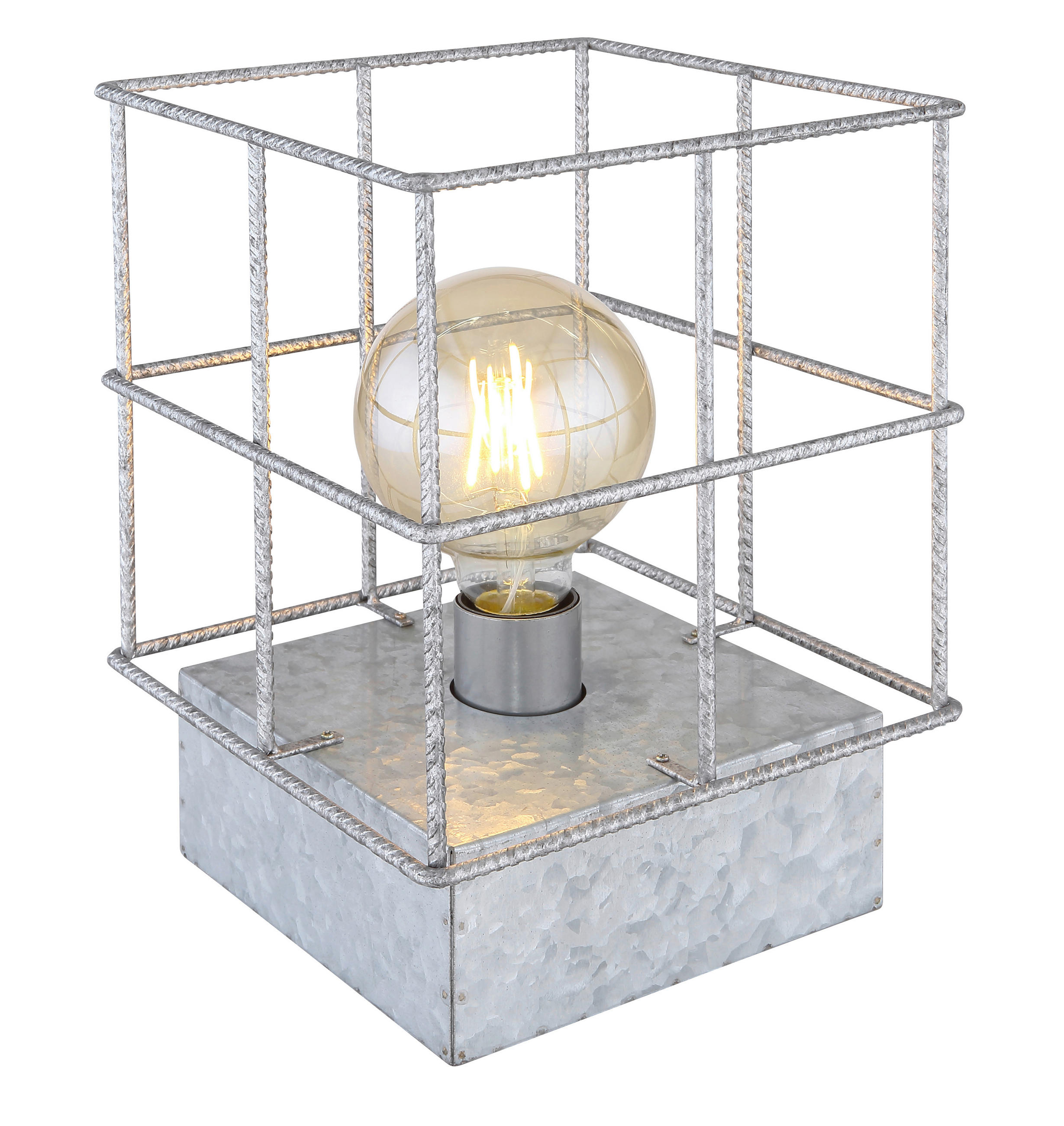 TISCHLEUCHTE - Zinkfarben, Design, Metall (20/20/26,5cm) - Globo