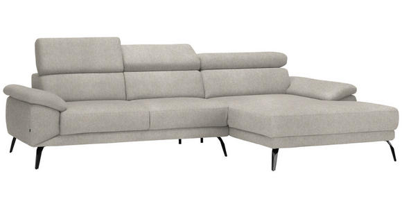 ECKSOFA in Velours Beige  - Beige/Schwarz, Design, Textil/Metall (295/187cm) - Novel