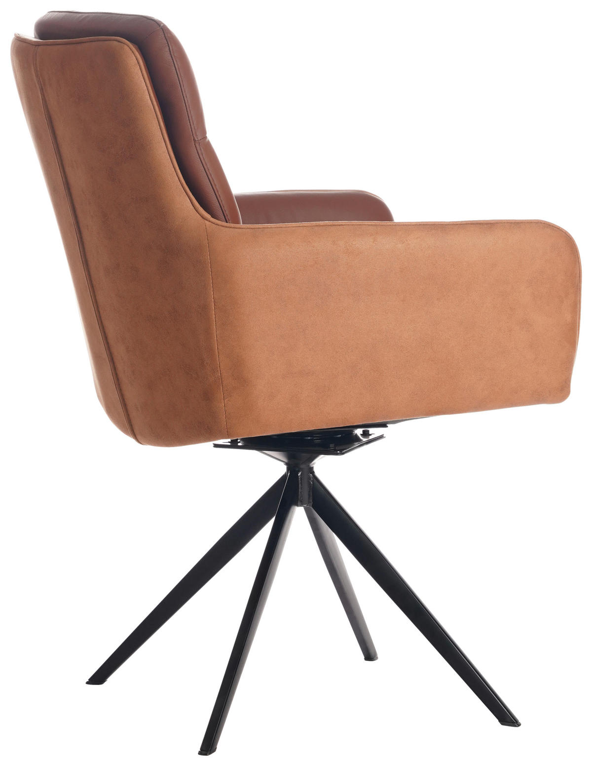 ARMLEHNSTUHL  in Eisen Mikrofaser Echtleder pigmentiert  - Cognac/Schwarz, Design, Leder/Textil (58/89/67cm) - Xora