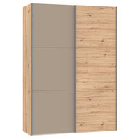 SCHWEBETÜRENSCHRANK 153/220/65 cm 2-türig Hellbraun, Eiche Artisan  - Hellbraun/Silberfarben, Design, Glas/Holzwerkstoff (153/220/65cm) - Jutzler