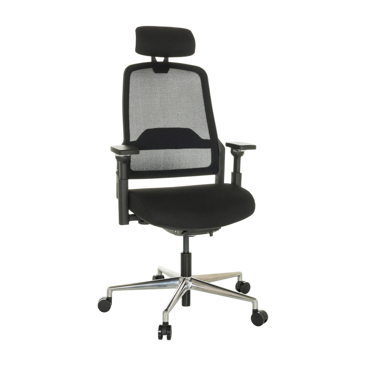 DREHSTUHL Schwarz  - Silberfarben/Schwarz, Basics, Kunststoff/Textil (65/111-126/61cm) - MID.YOU