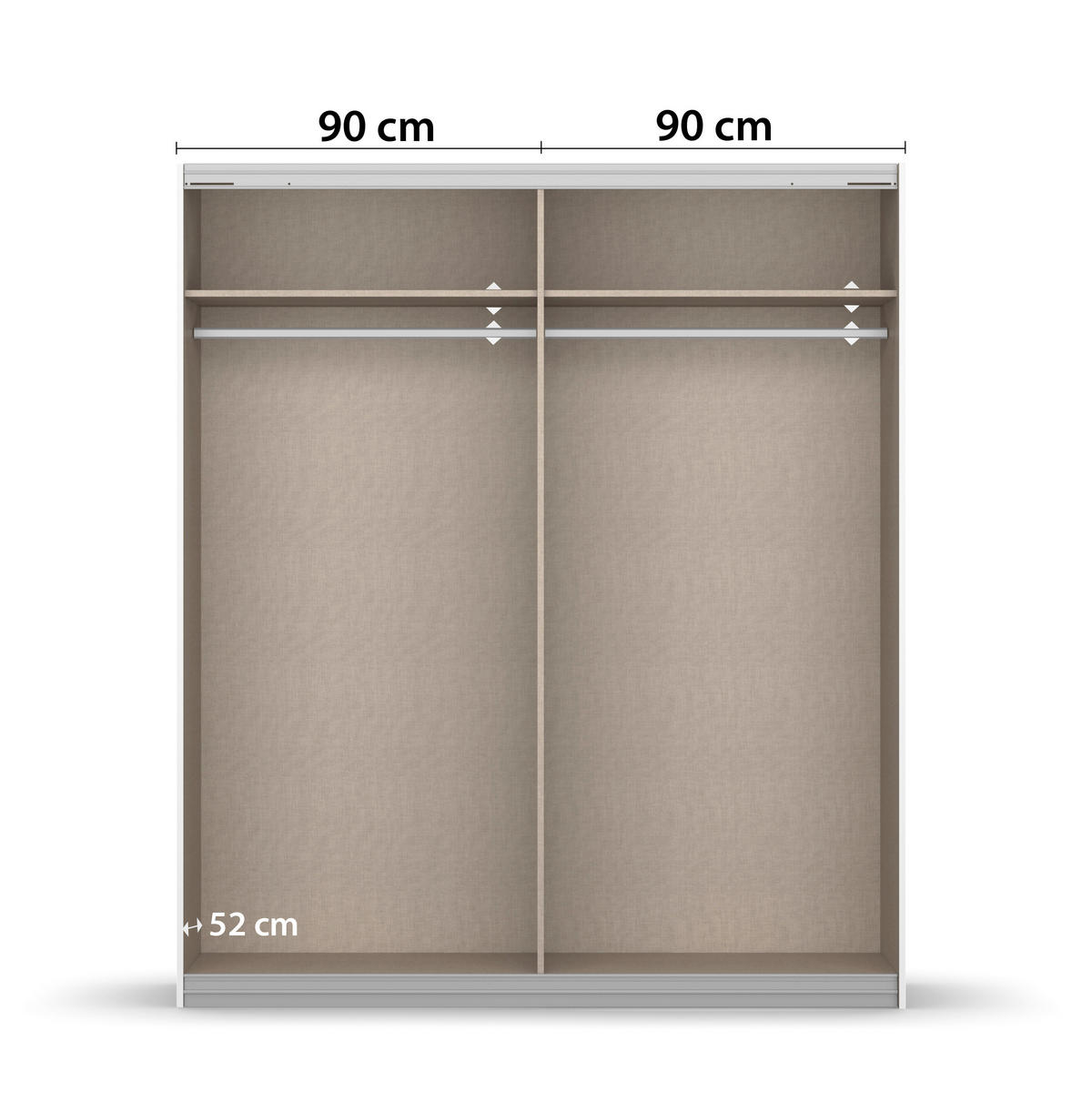 SCHWEBETÜRENSCHRANK in Weiss  - Weiss/Alufarben, Modern, Holzwerkstoff/Metall (181/210/62cm) - Rauch Möbel