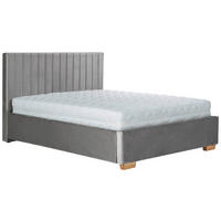 Pat tapitat 160x200 cm  in gri  - culoare lemn stejar/negru, Modern, metal/lemn (160/200cm) - Carryhome
