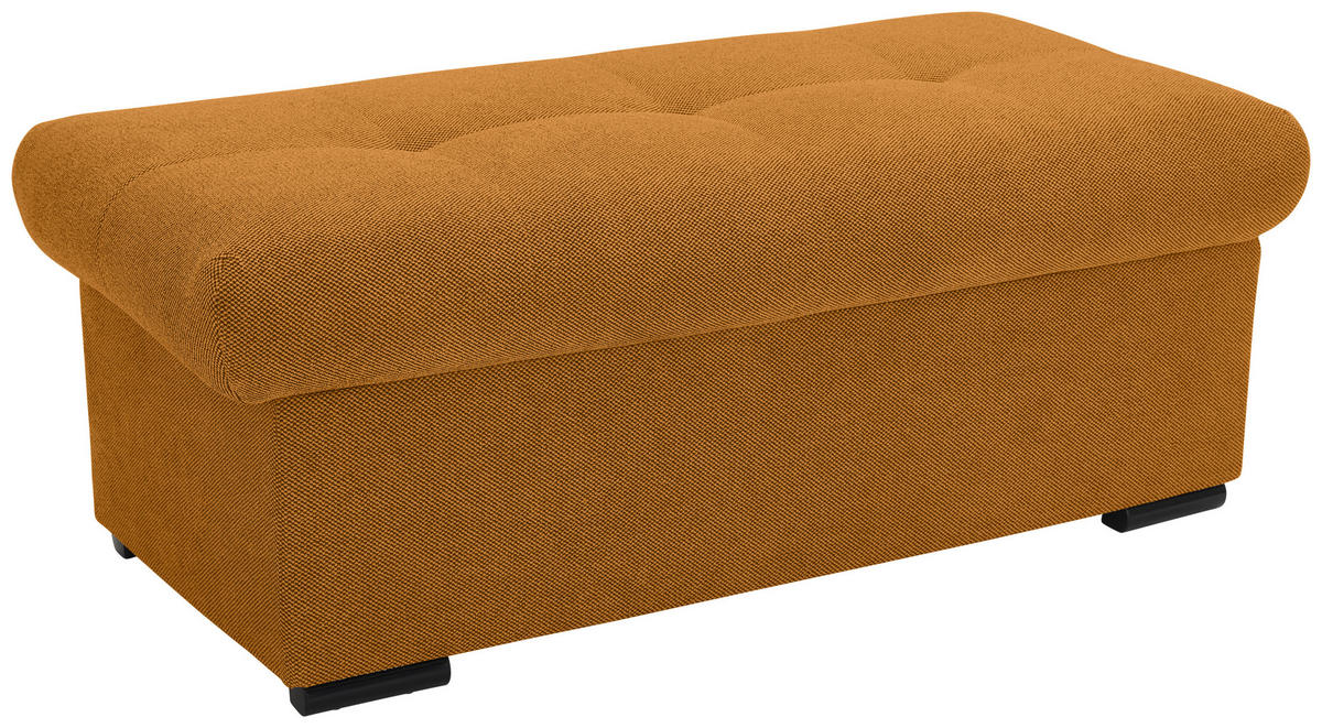 HOCKERBANK 108/42/54 cm Flachgewebe Senfgelb Kunststoff  - Senfgelb/Schwarz, Design, Kunststoff/Textil (108/42/54cm) - Xora